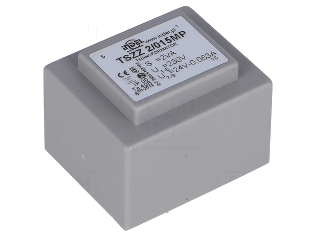 Transformator: ingegoten; 2VA; 230VAC; 24V; 80mA; PCB; IP00 Transformator: ingegoten; 2VA; 230VAC; 24V; 80mA; PCB; IP00